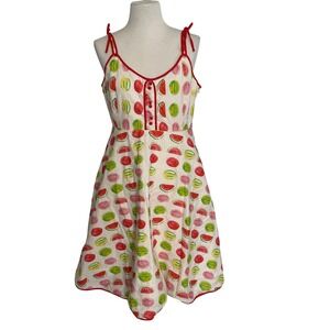 ModCloth Watermelon Sundress Tie Strap A-Line Midi Dress Size L Retro Rockabilly
